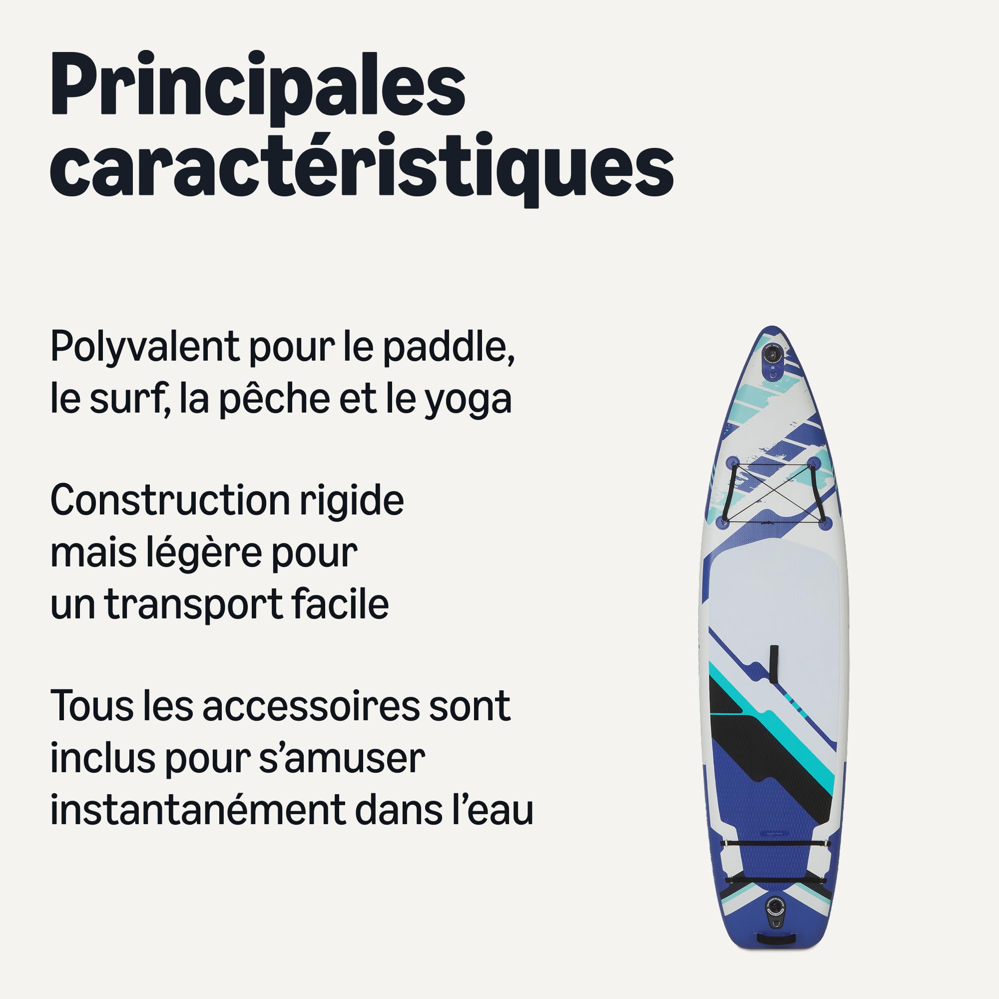 Amazon Basics Planche à pagaie avec kit d'accessoires Complet, 335 cm x 84 cm, Bleu