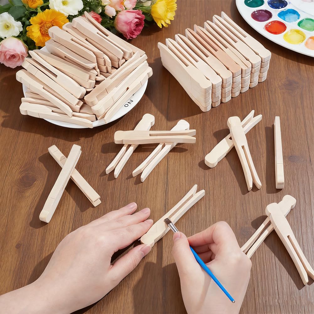 350 mollette rotonde in legno, 9,5 x 1,4 cm, mollette in legno per lavori artigianali, mollette per bucato, casa, esterni, cucina, viaggi (rotonde)