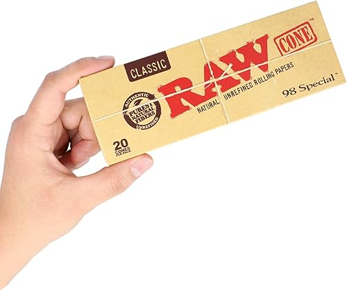 Miniatura 6 de Conos pre enrollados clásicos naturales sin refinar Raw, 20 conos por caja, 98 tamaño especial, 12