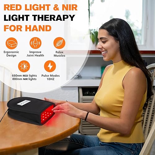 Miniatura 3 de Terapia de luz infrarroja roja para alivio del dolor de mano, terapia de mano infrarroja de 660nm y 880nm penetra profundamente en las