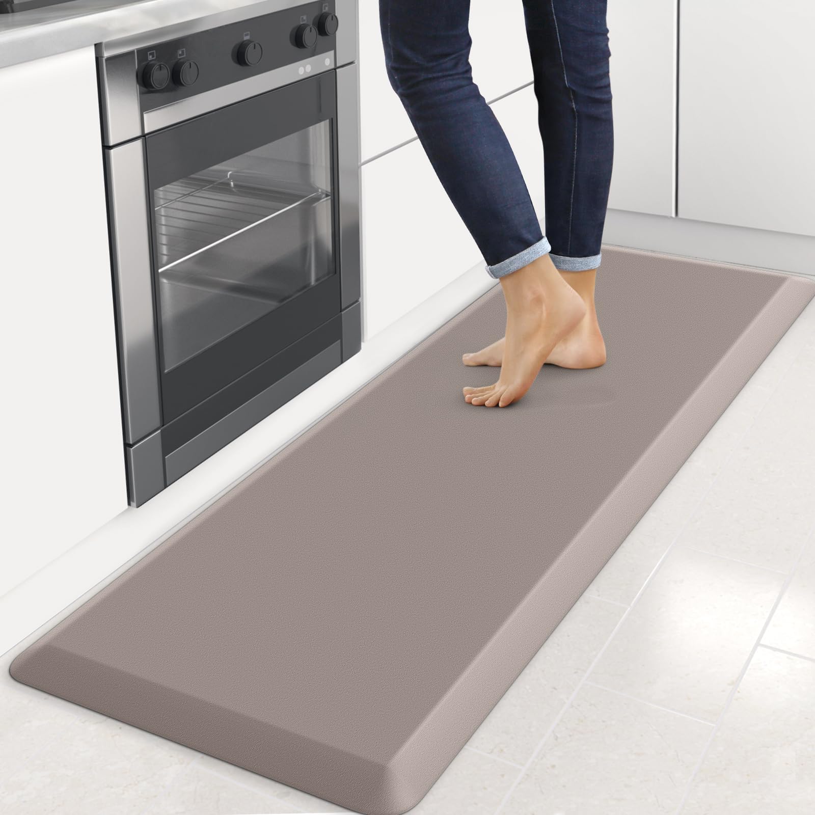 4/5 Inch Thick Kitchen Mats for Floor, StepRite Kitchen Rug for Standing Desk, Non-Slip, Thicker, Stain & Water Resistant, Comfort Anti Fatigue Floor