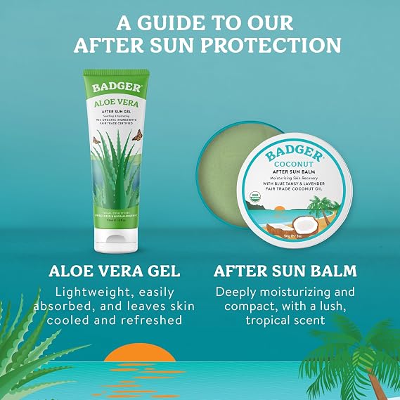 Badger Organic Coconut AfterSun Balm, Cooling & Moisturizing, 2 oz Tin