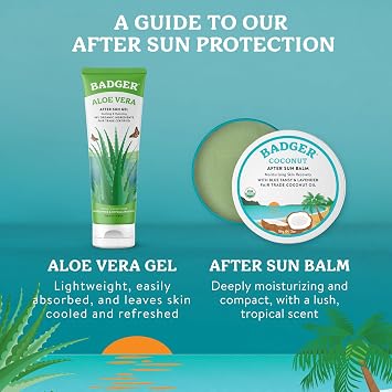 Badger Organic Coconut AfterSun Balm, Cooling & Moisturizing, 2 oz Tin