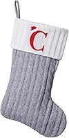 Vista 41 de Medias de Navidad con monograma de punto gris de 19.5 pulgadas. Calcetines de Navidad con inicial personalizadas, decoración de fiesta de Navidad
