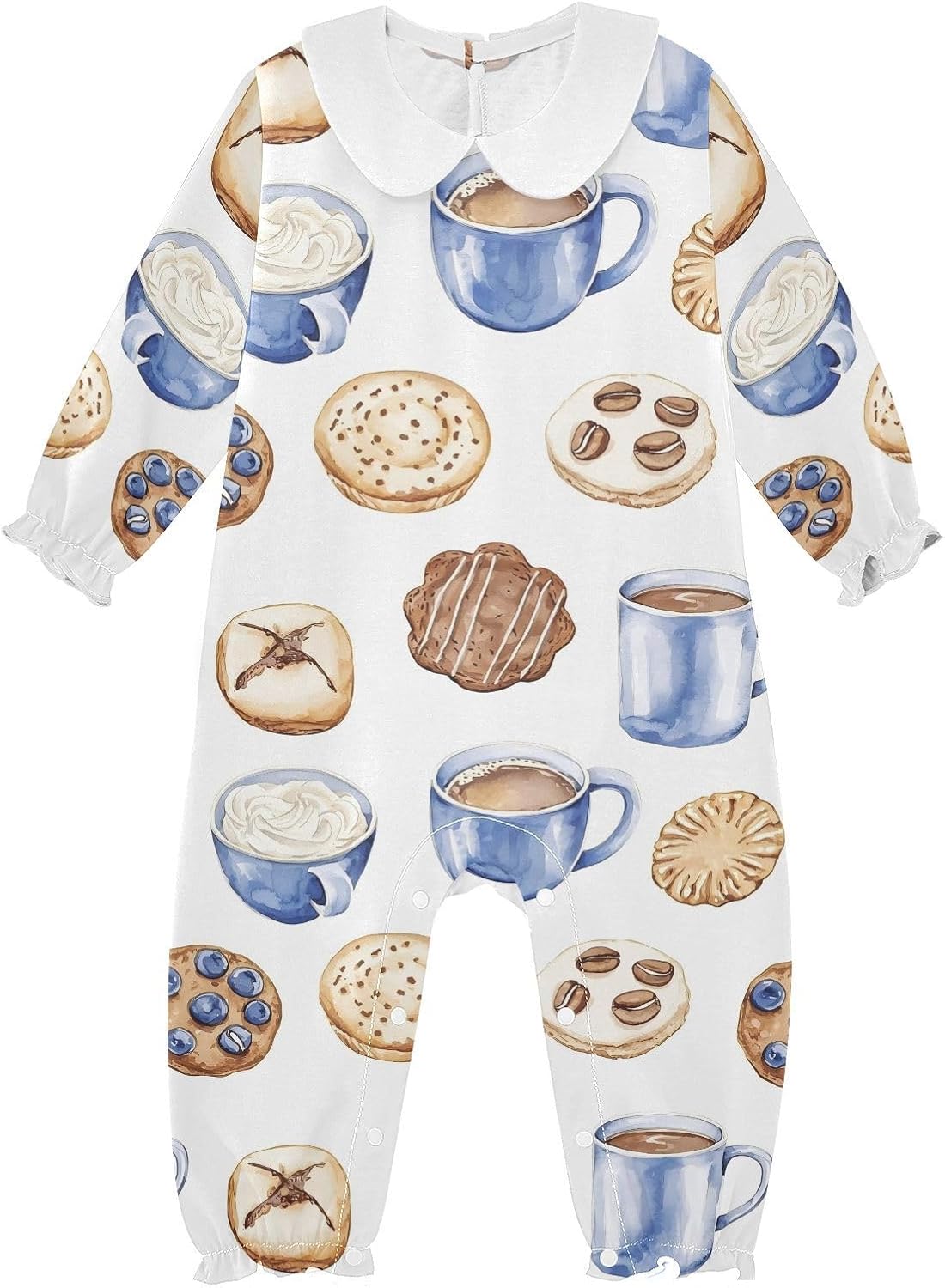 vvfelixl Baby Sleepers Afternoon Tea Long Sleeve Onesie Girl Baby Clothes for Girl Play One-piece for 0-3 months