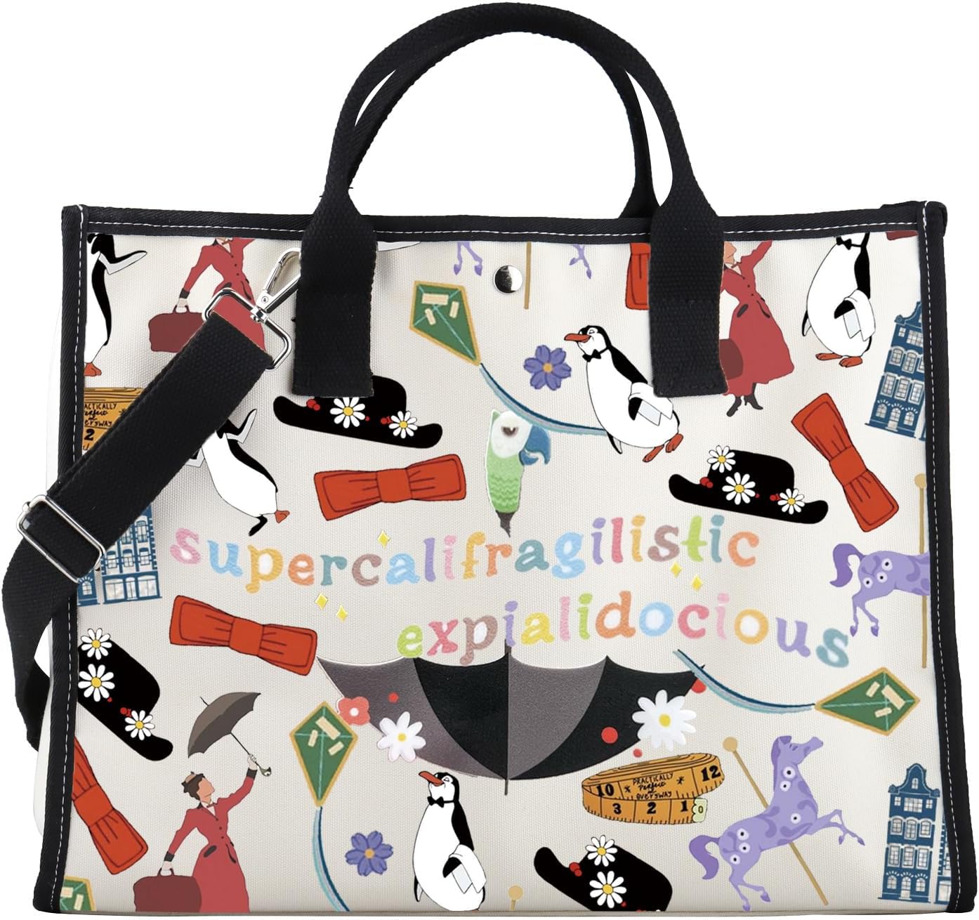 FOTAP Movie Indpire Musical Tote Bag Supercalifragilistic Umbrella Handbag Musical Gift Movie Shoulder Bag (super LT)