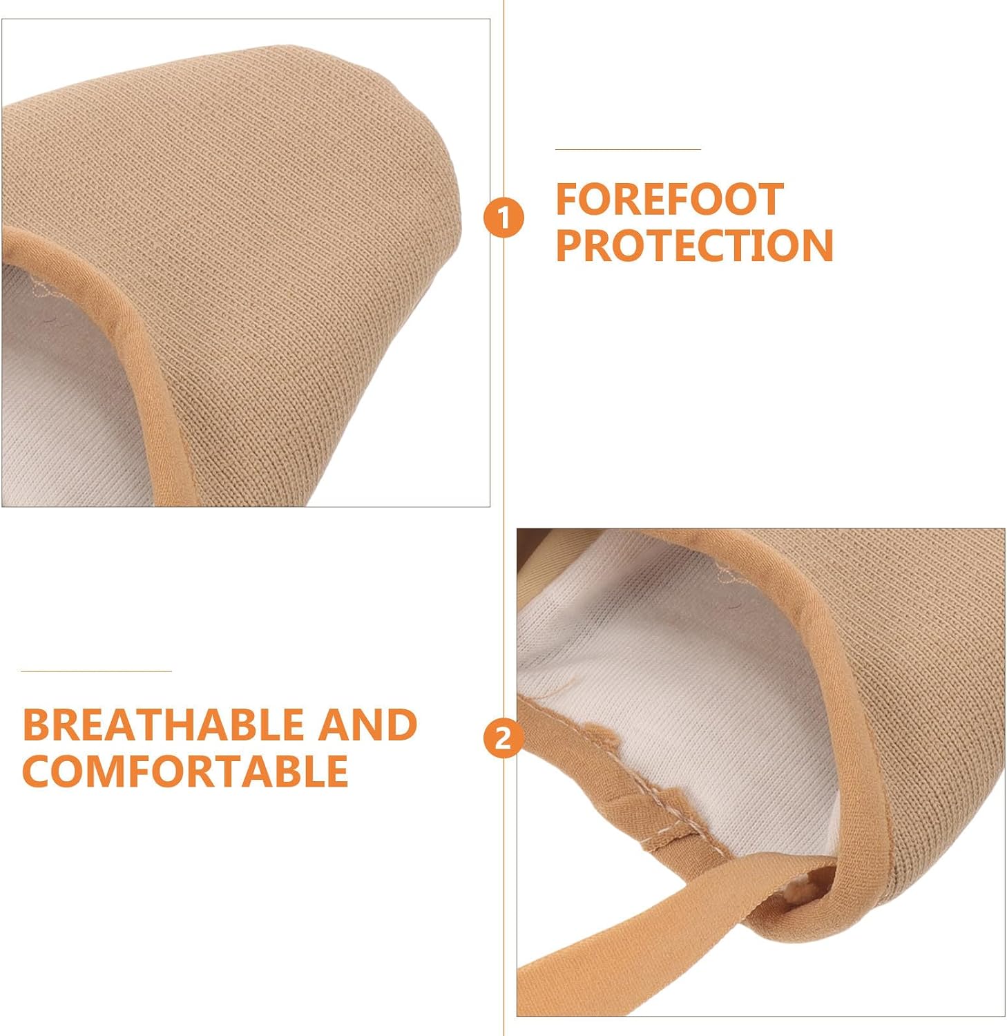 Breathable Knitting Ballet Dance Toe Pads with Silicone Forefoot Protection for Sports and Dance, Size S (34-37), Non-Slip Ballet Shoe Toe Protectors