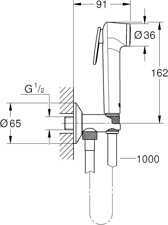 Grohe Tempesta-F Reinigungsbrause aparatı ile, duş başlığı 1 şekli, 26358000