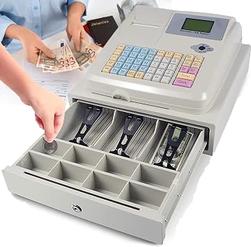 48 Keys Electronic Cash Register, Pos System Cash Register,Electronic Cash Register with Removable Cash Tray and Thermal Printer