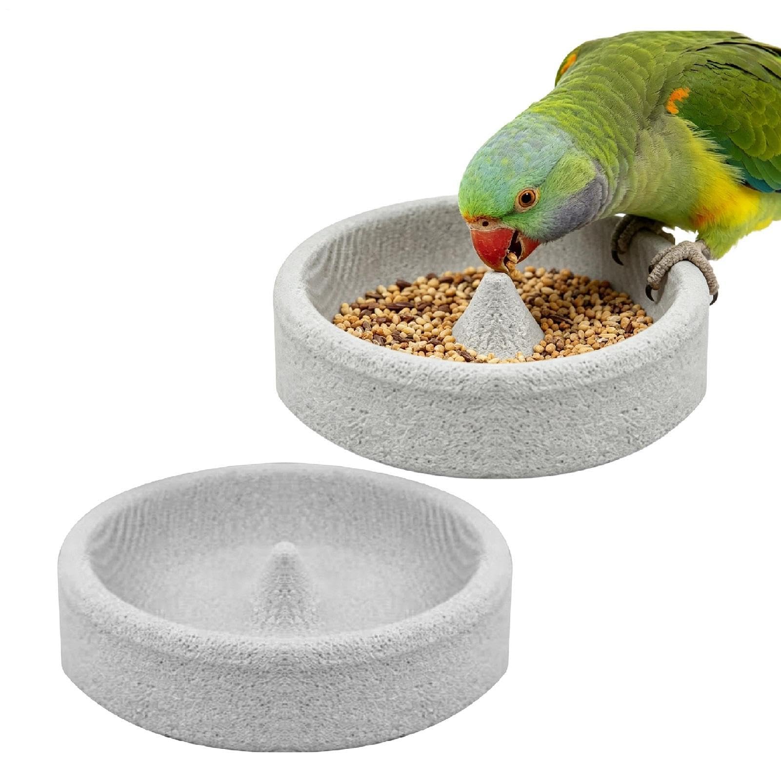 2 Pumice Stone Bird Feeder, Round Garden Water Bowl Sculpture, Weatherproof