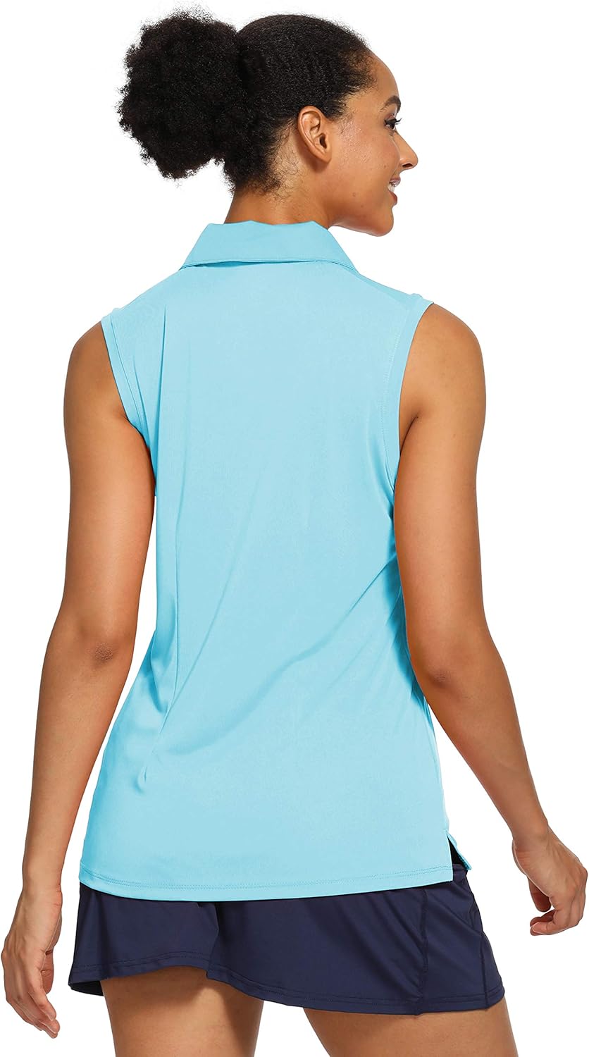 CQC Women's Golf Tennis Sleeveless Polo Shirts Quick Dry Athletic Tank Tops UPF 50+ : Clothing, Shoes & Jewelry