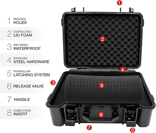 Miniatura 10 de MOOCY - Funda impermeable con inserto de espuma personalizable, 10.8 x 8.6 x 3.7 pulgadas, funda rígida para proteger la pistola, la cámara y el