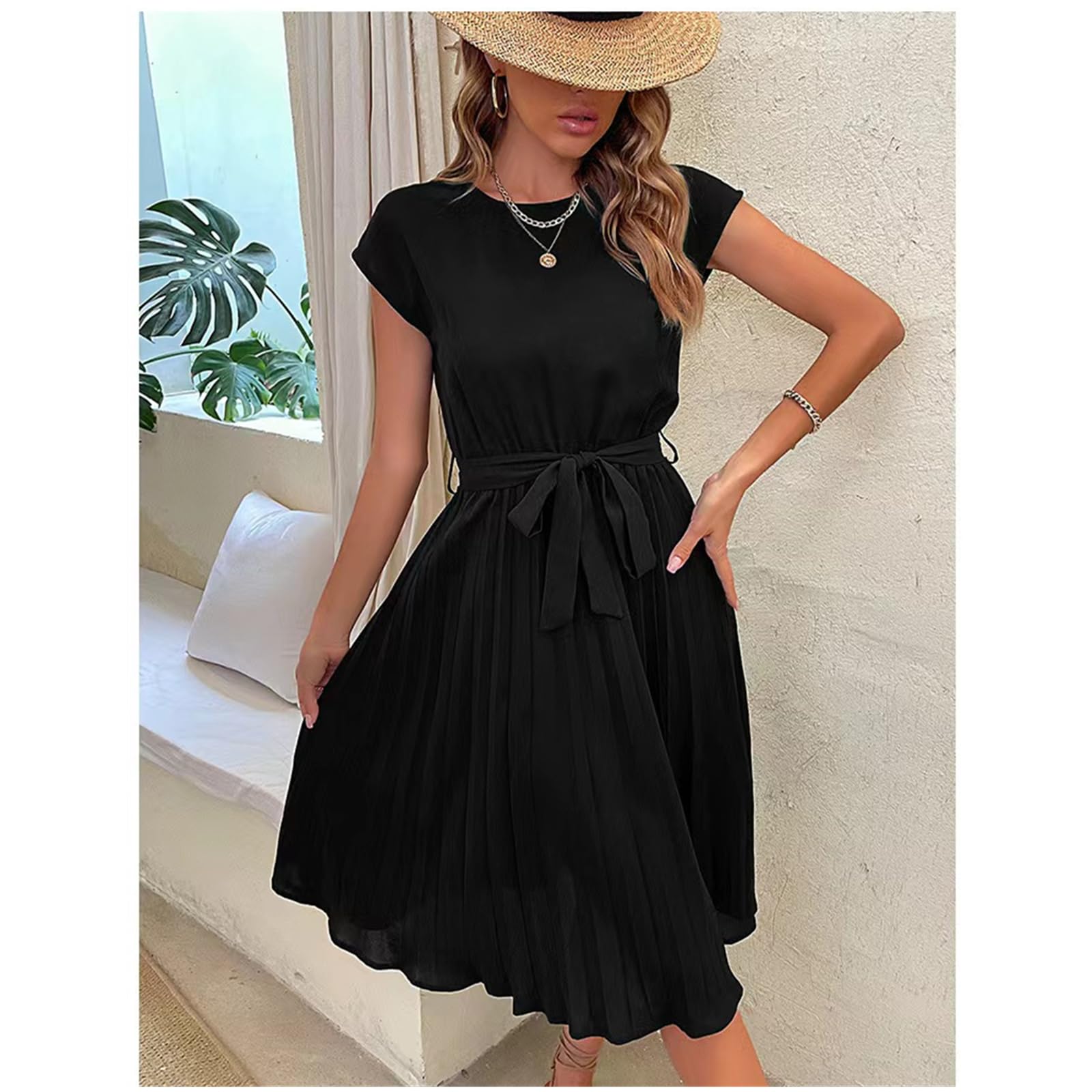 Abito Estivo Delle Donne Abiti Casuali Estate Wrap o Neck Party Fluwy Piegheggiato Linea Lungo Abito Delle Donne Abiti da Prom.., HUTALIM, a, s
