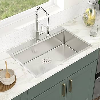 Logmey 33 Drop In Kitchen Sink - 33x19x9 Inch Topmount