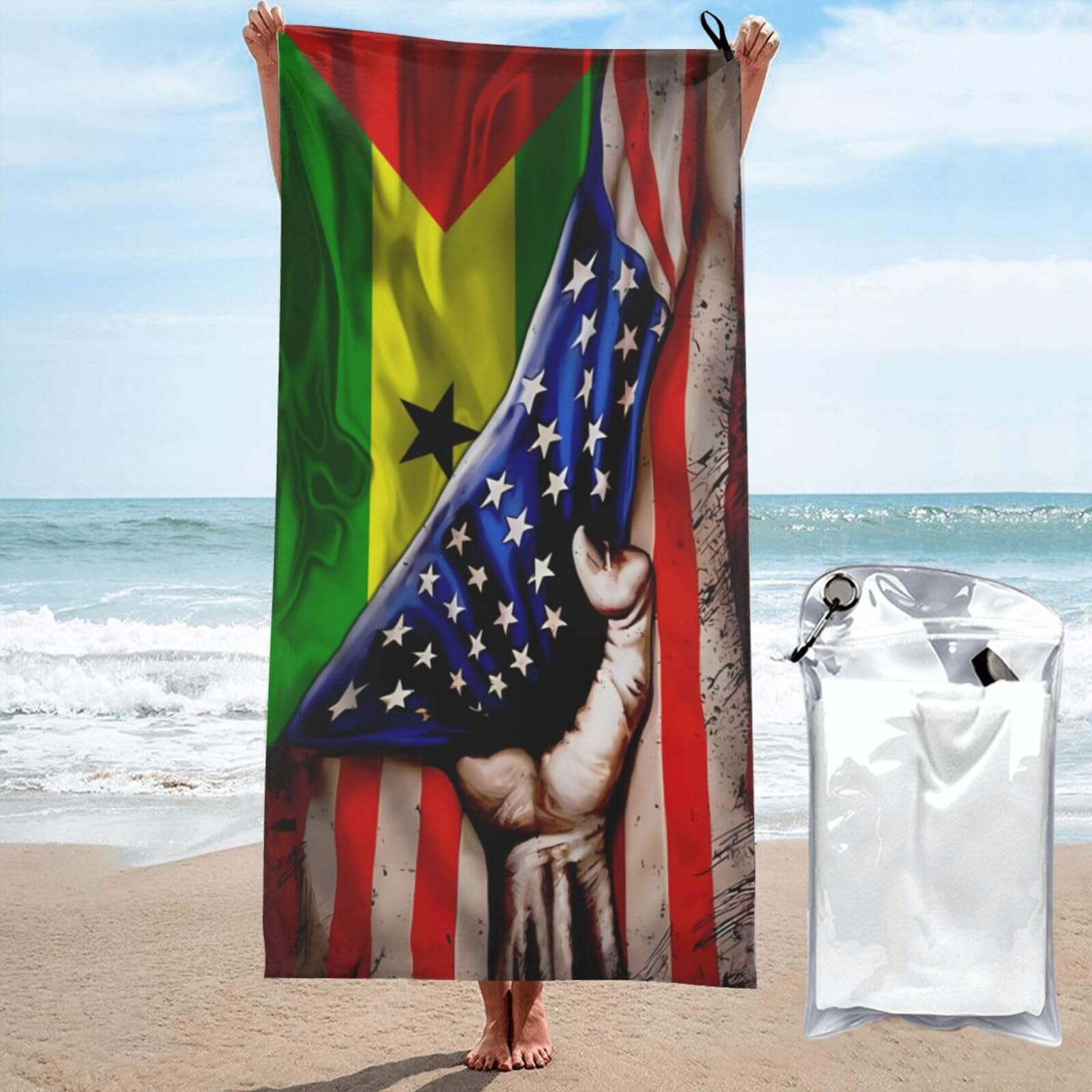 Toalla de playa de Estados Unidos y Santo Tomé, ideal para tus viajes y días de piscina