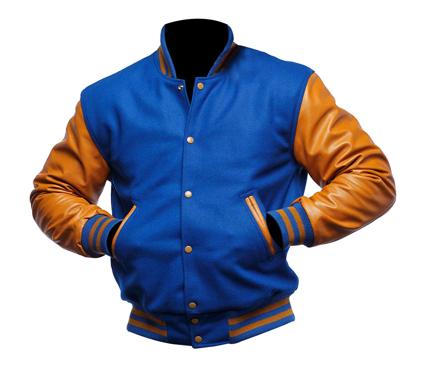 Men Varsity Jacket College Baseball Letterman Wool Jacket Leather Sleeves