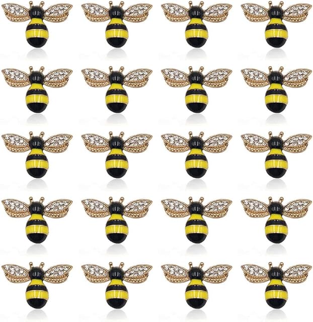 NA 20 x Gold Alloy Enamel Bee Charms for Jewelry DIY Jewelry 25mm x 17mm