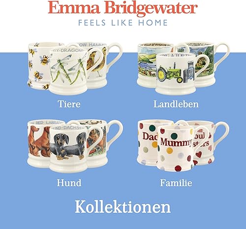Miniatura 8 de Emma Bridgewater Taza de media pinta de cerámica hecha a mano con texto en inglés "Boho Handmade", para regalo de galletas de chocolate, té y café