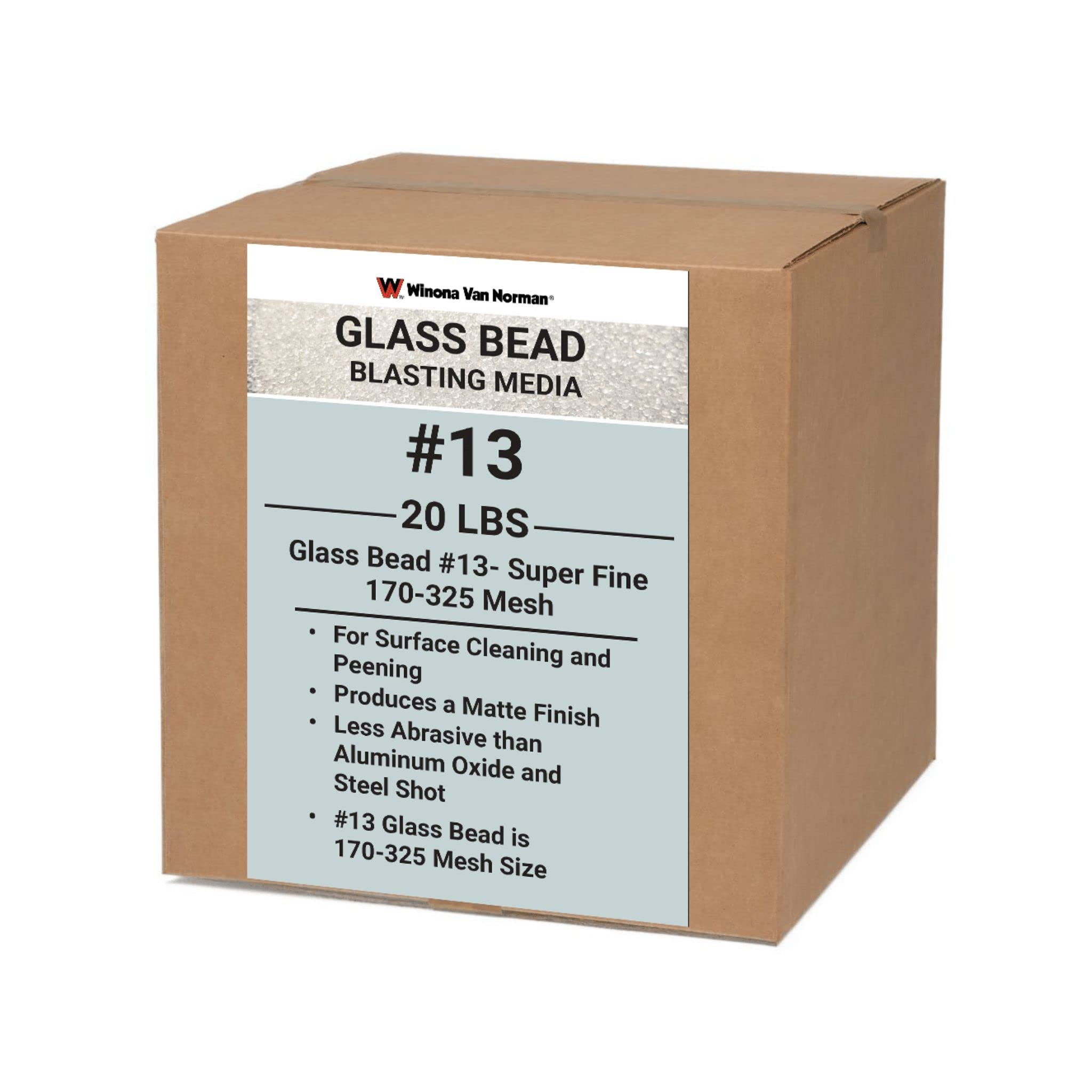 Glass Bead #13 Sand Blasting Media - Finest Size - 170-325 Mesh - Glass Bead Media for Sandblasting (20lbs)