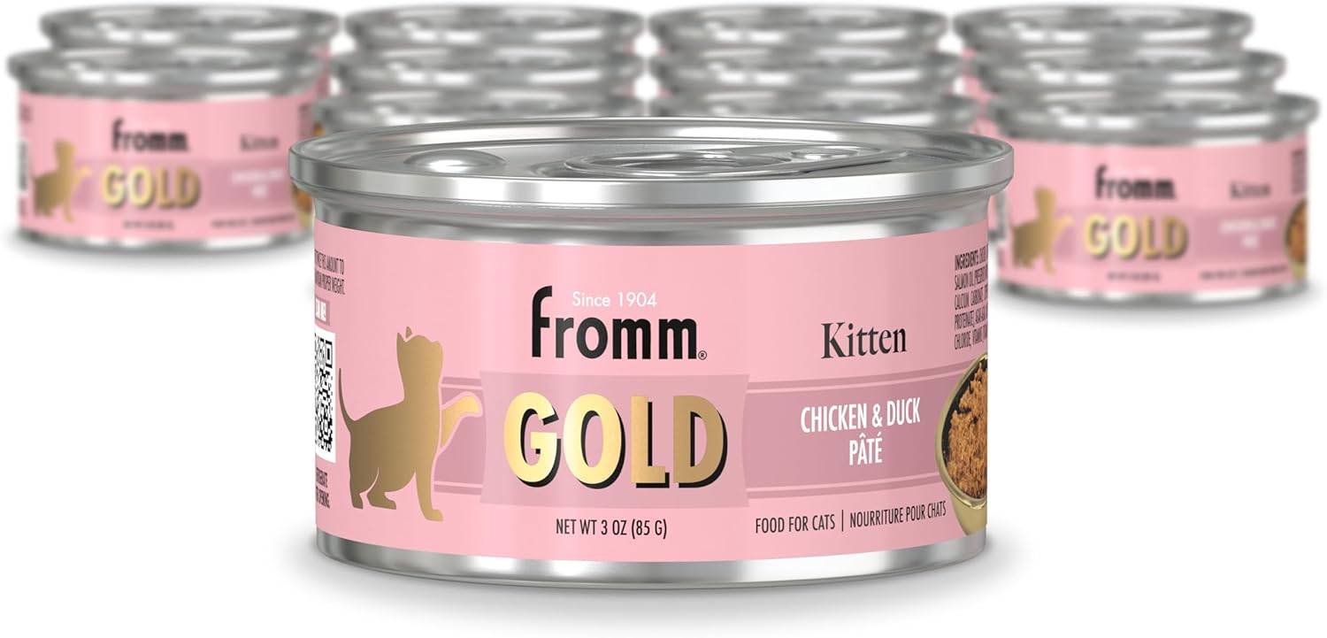 Fromm Kitten Gold Chicken & Duck Pate Cat Food - Premium Wet Cat Food - Chicken Recipe - Case of (12) 3 oz Cans