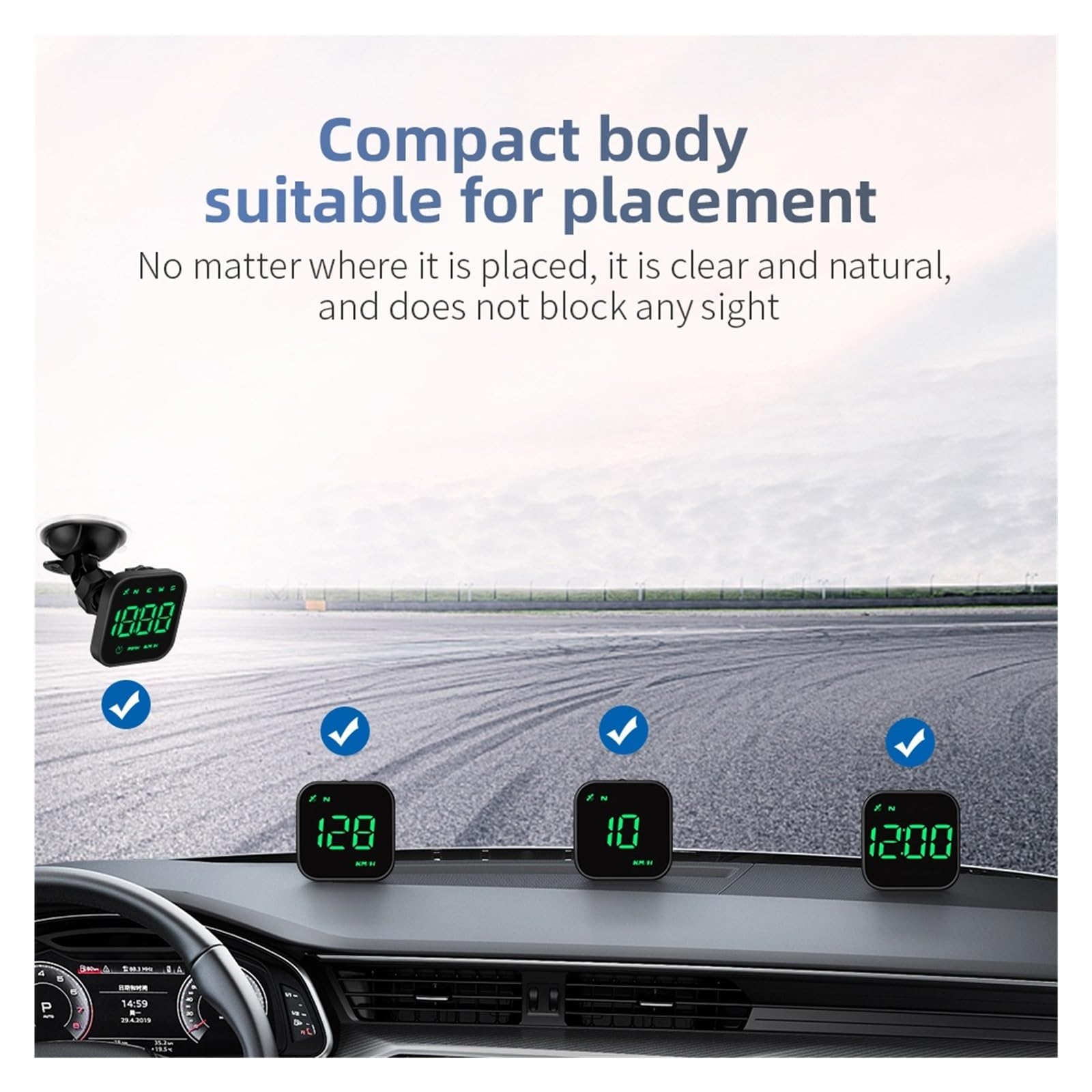 Sensor Automático LED HUD, Recordatorio De Conducción De Fatiga Con Brújula GPS, Pantalla Frontal De Coche G4S, Velocímetro Con Alarma De Exceso De Velocidad De 2,5 Pulgadas para todos los vehículos(G