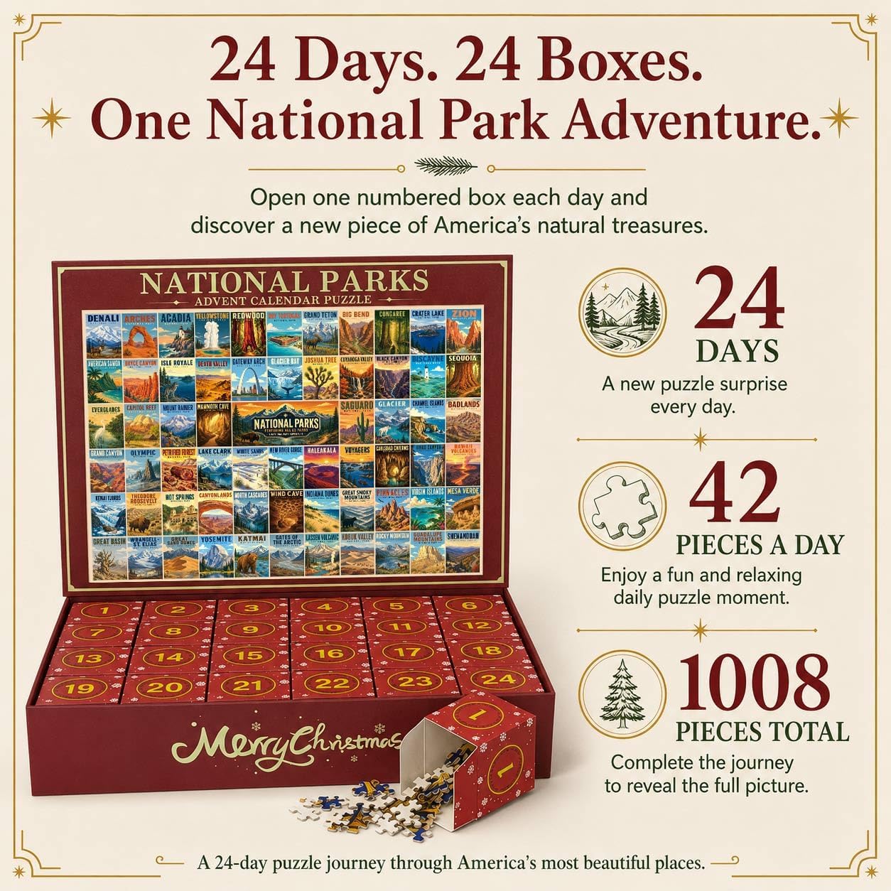 2026 National Parks Puzzle Advent Calendar for Adults, 1008 Pieces image 2
