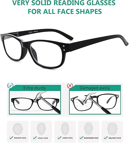 Miniatura 4 de Eyekepper Gafas de lectura clásicas para hombre, paquete de 5 con bisagras de resorte