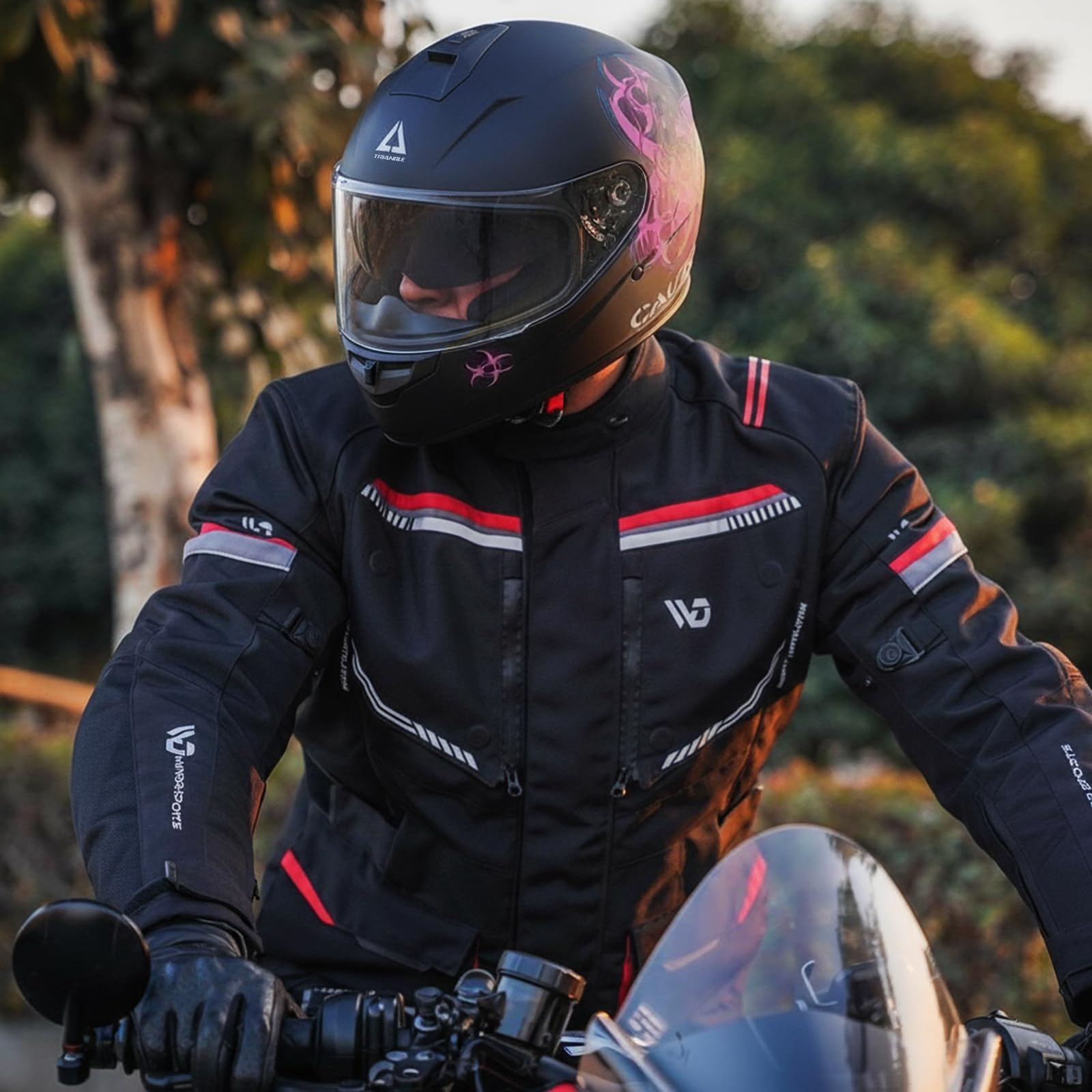 Amazon.com: TRIANGLE Full Face Motorcycle Helmet Dual Visor Helmets for  Adult Men and Women with Smoked Sunshield DOT Approved : Automotive