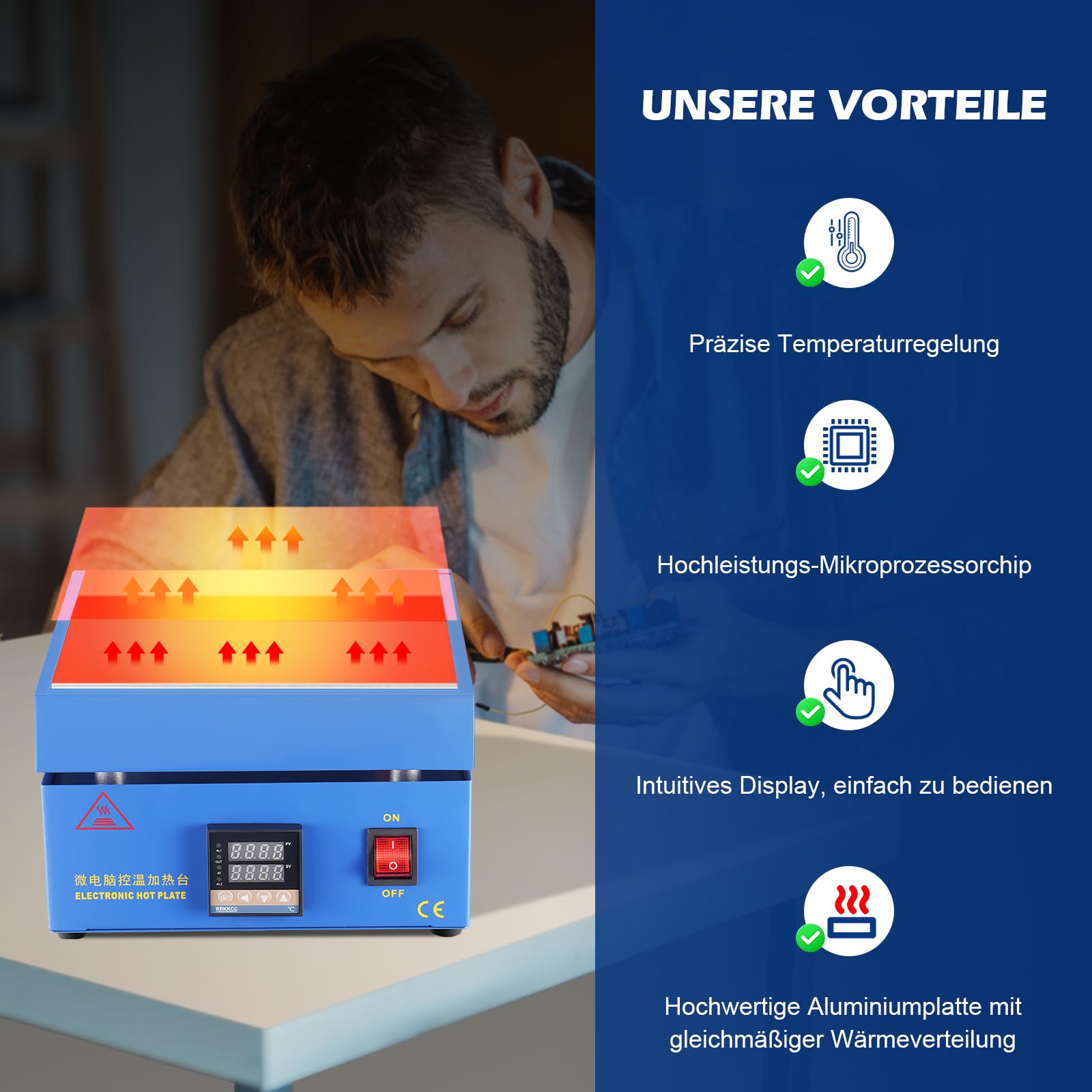 Lötstation 850 W 220 V LED Mikrocomputer Elektrische Vorheizung 200 x 200 mm EU Plug