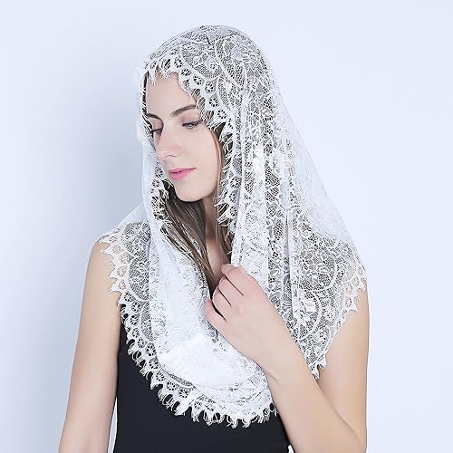 Miniatura 2 de Blanco infinity bufanda MantillaVelo Católica iglesia velo cabeza Covering Latina en masa