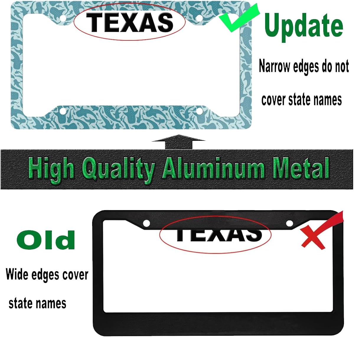 2Pcs Whale Shark Aluminum Alloy License Plate Holder License Plate Frames with Screw Cap - Image 3
