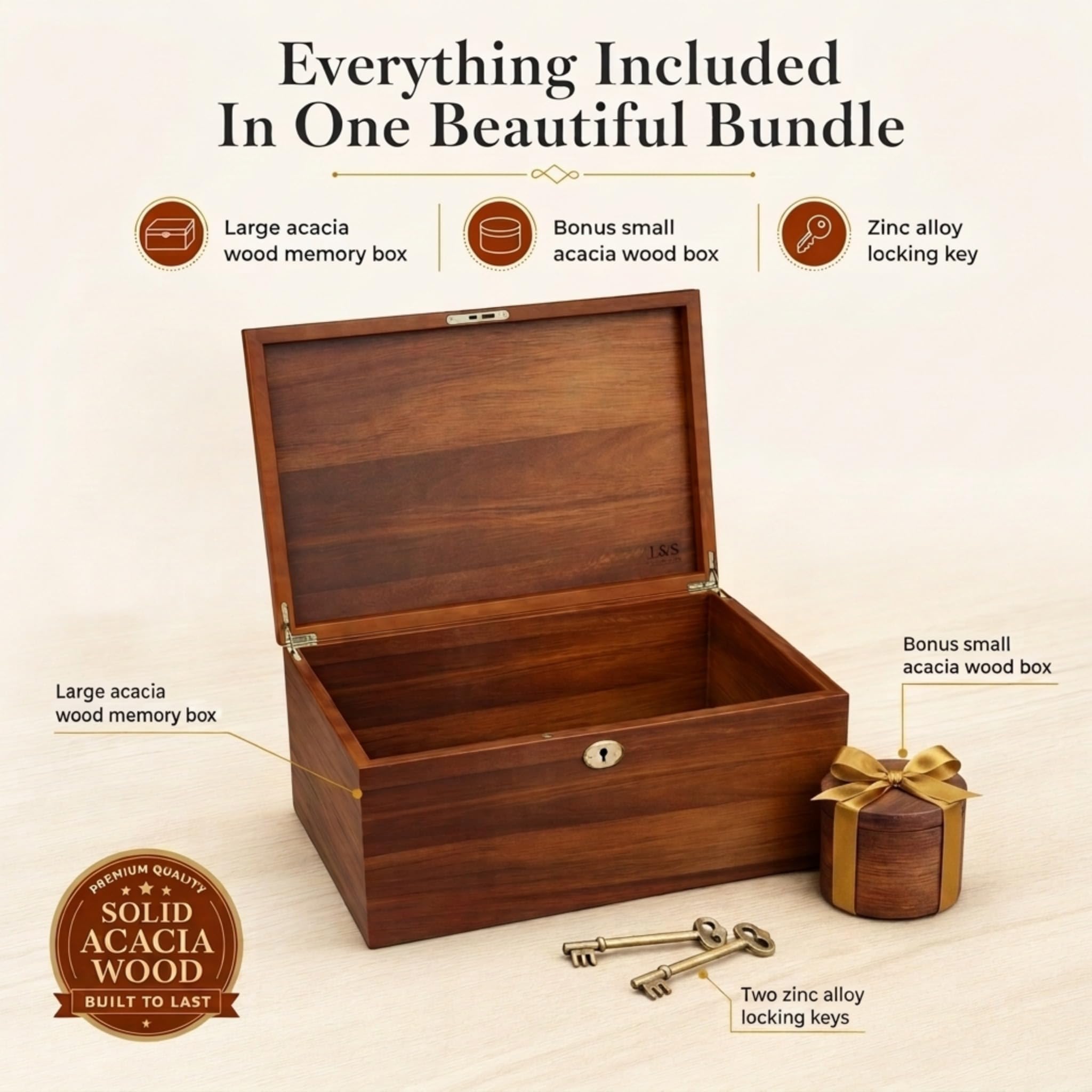Holzkiste mit Scharnierdeckel, Aufbewahrungsbox aus Holz, Erinnerungsbox, Holzbox, große Holzbox, dekorative Box, dekorative Aufbewahrungsbox, dekorative Aufbewahrungsboxen mit Deckel, Größe 27,9 x