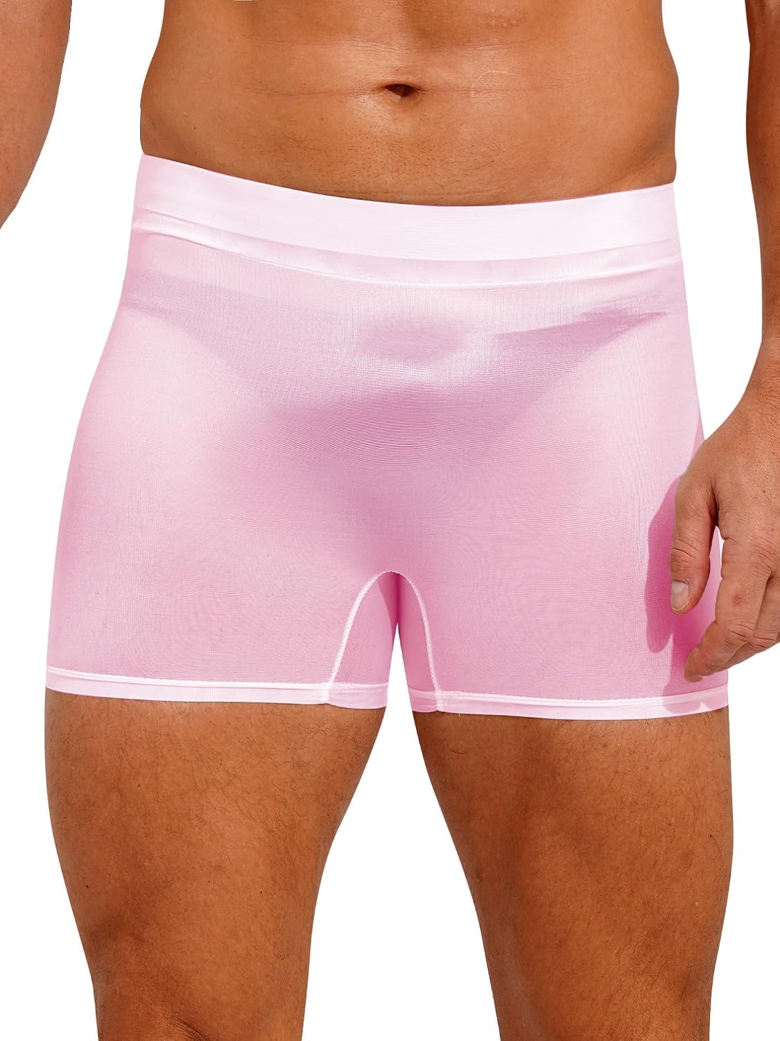 YiZYiF Men Ice Silk Underwear Trunks Boxer Shorts Seamless Transparent Pouch Boxer Briefs Underpants