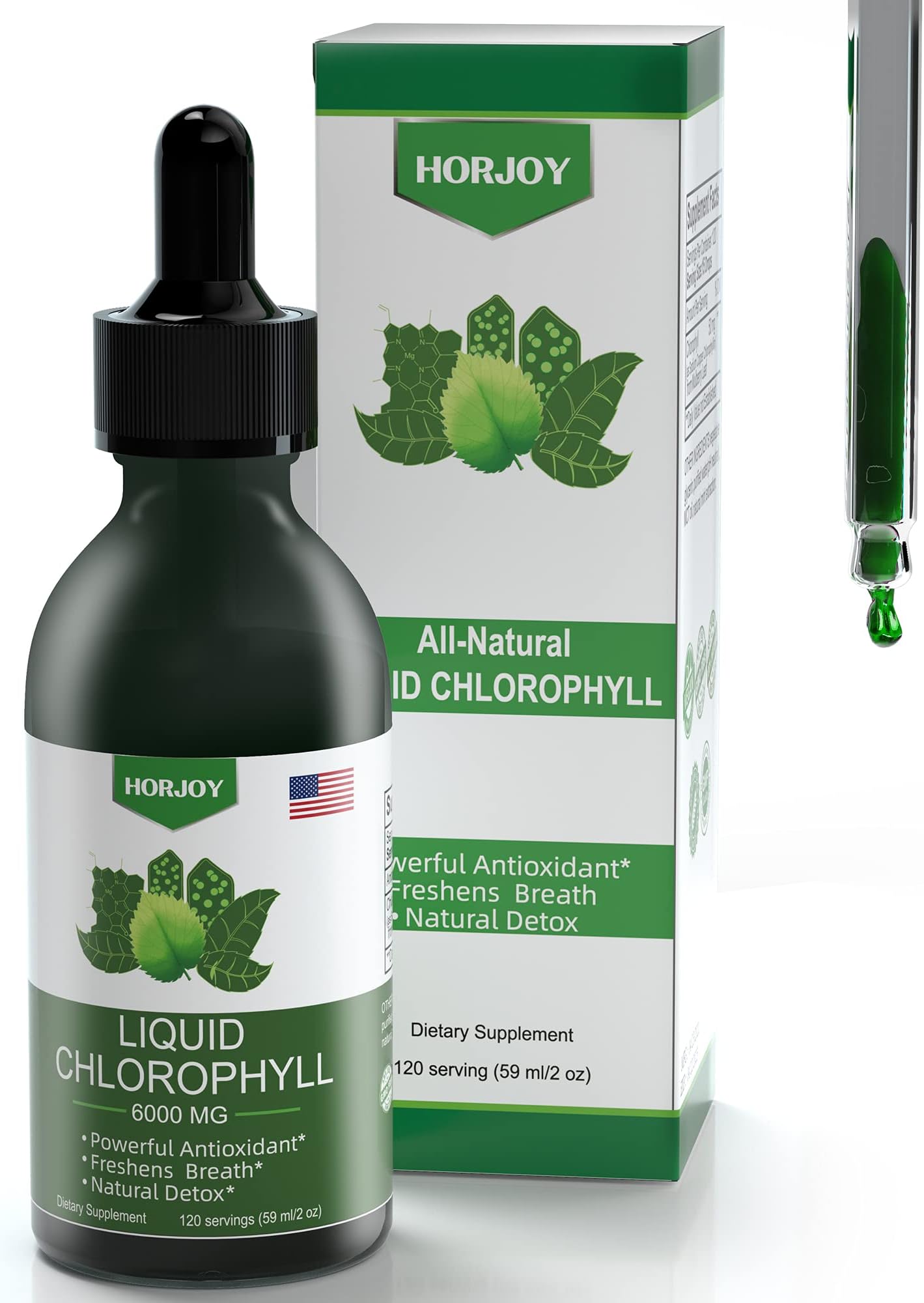 Chlorophyll Liquid Drops - 100% Natural Energy Booster and Immune Support - Internal Deodorant and Detox - Altitude Sickness Relief - Fast Absorption, Vegan & Non-GMO - 120 Servings (Pack of 1)