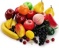 ZEAYEA 28pcs Lifelike Artificial Fruits - Realistic Fake Fruit Set for Christmas Party Home Decor, 16 Varieties Assortment