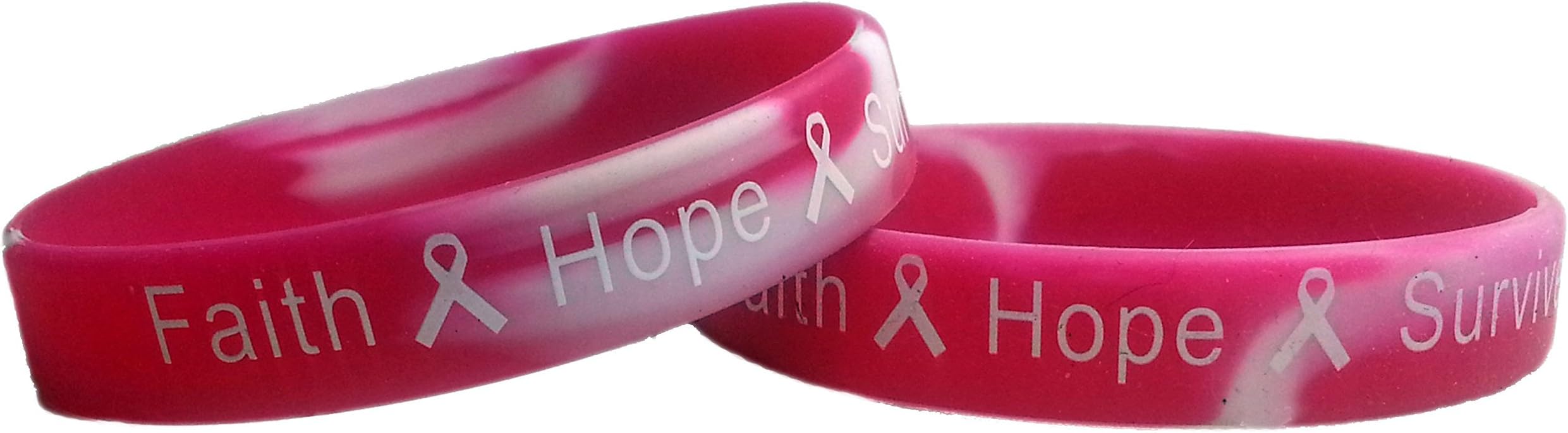 Faith Hope Survive Breast Cancer Awareness Wristbands Pink Camo Silicone Bracelets 25 Wrist Bands