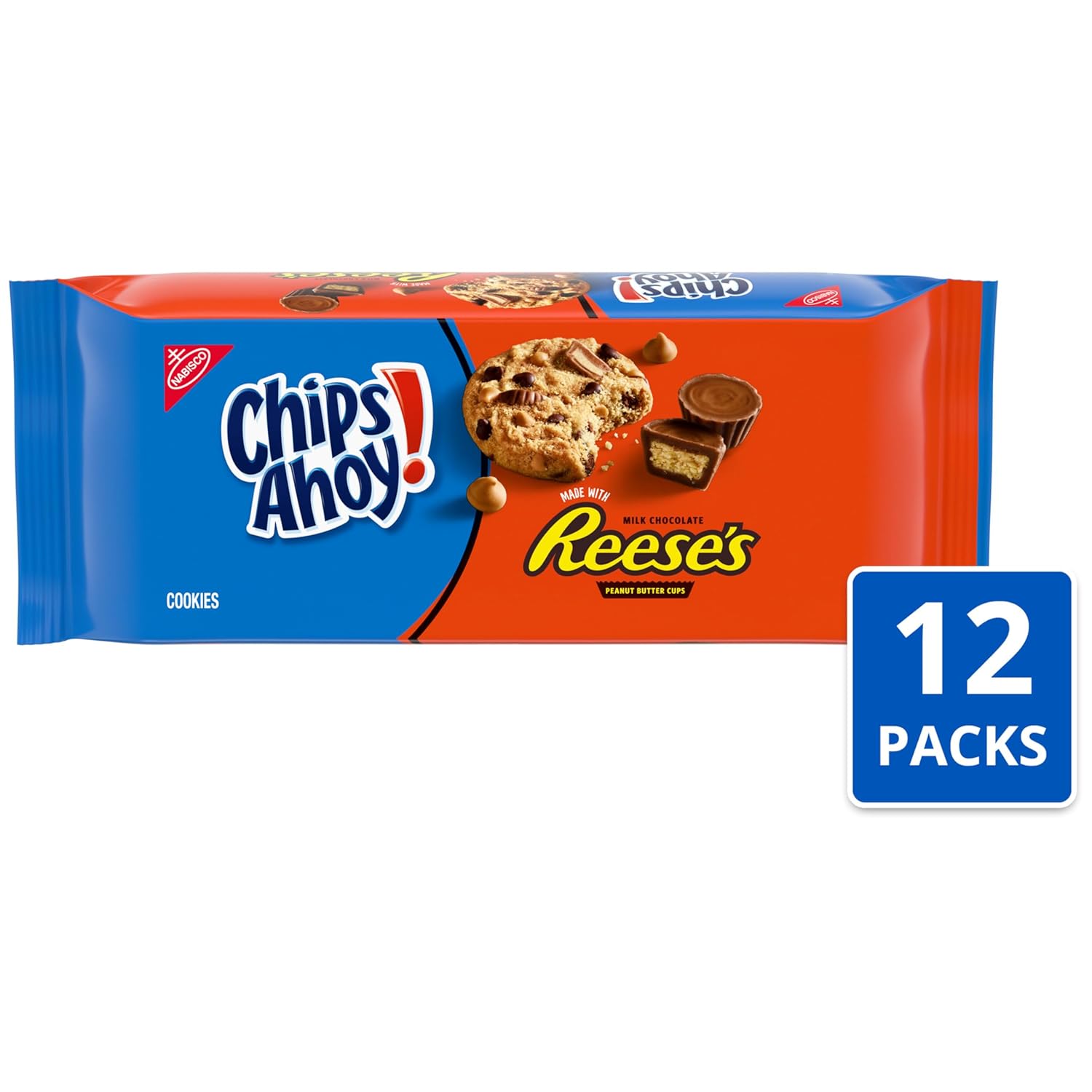 CHIPS AHOY! Reese’s Peanut Butter Cup Chocolate Chip Cookies, 12 - 9.5 oz Packs