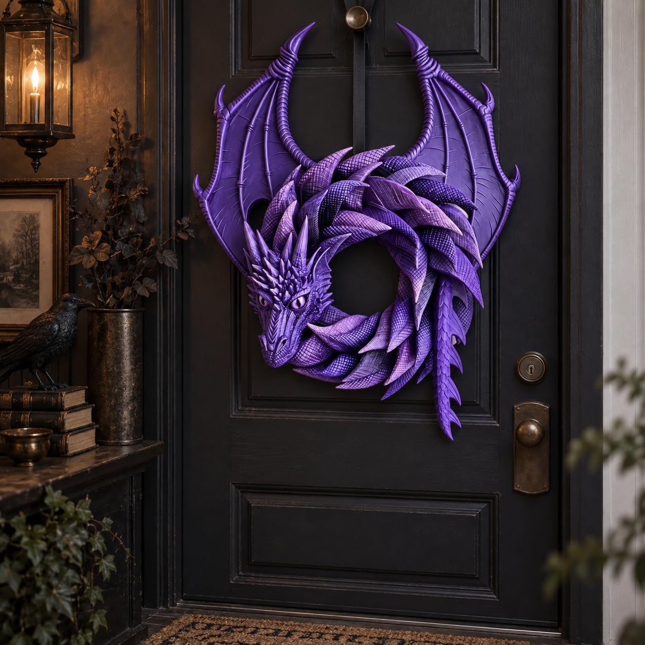 Corona Dragón para Pared, Morado, 12 cm