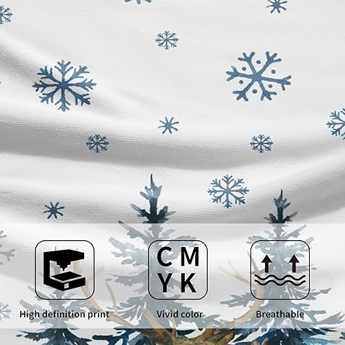 Miniatura 3 de Giwawa Toallas de mano de copo de nieve azul, bosque nevado, renos, cocina, paños de cocina de pino y baño, toalla decorativa para invierno y