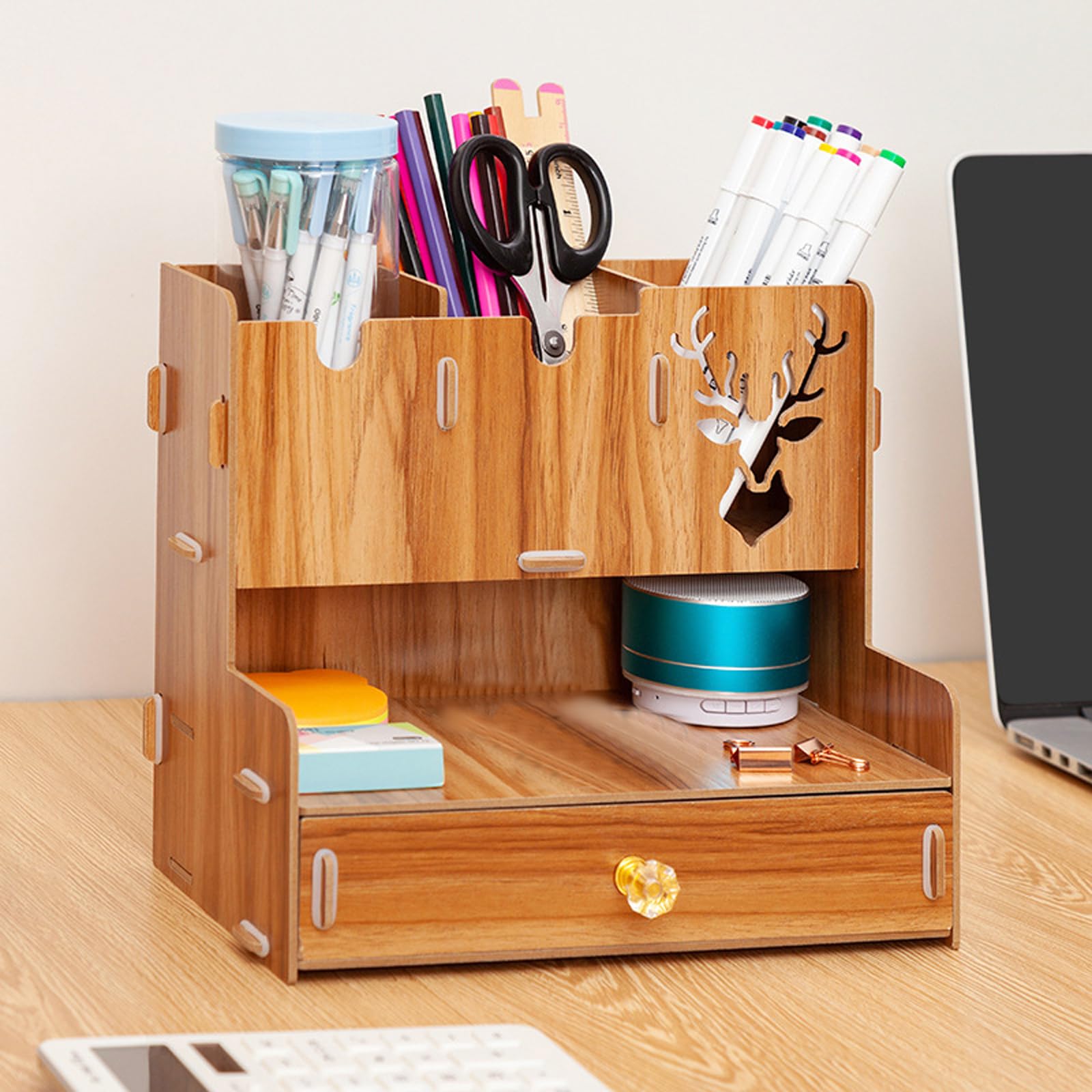 Schreibtisch Organizer mit Schublade, Stifthalter, multifunktionale Schreibwaren Aufbewahrungsbox, Tisch Organizer für Büro, Schule, Zuhause, Stiftehalter, Schreibtisch Organizer mit Schublade