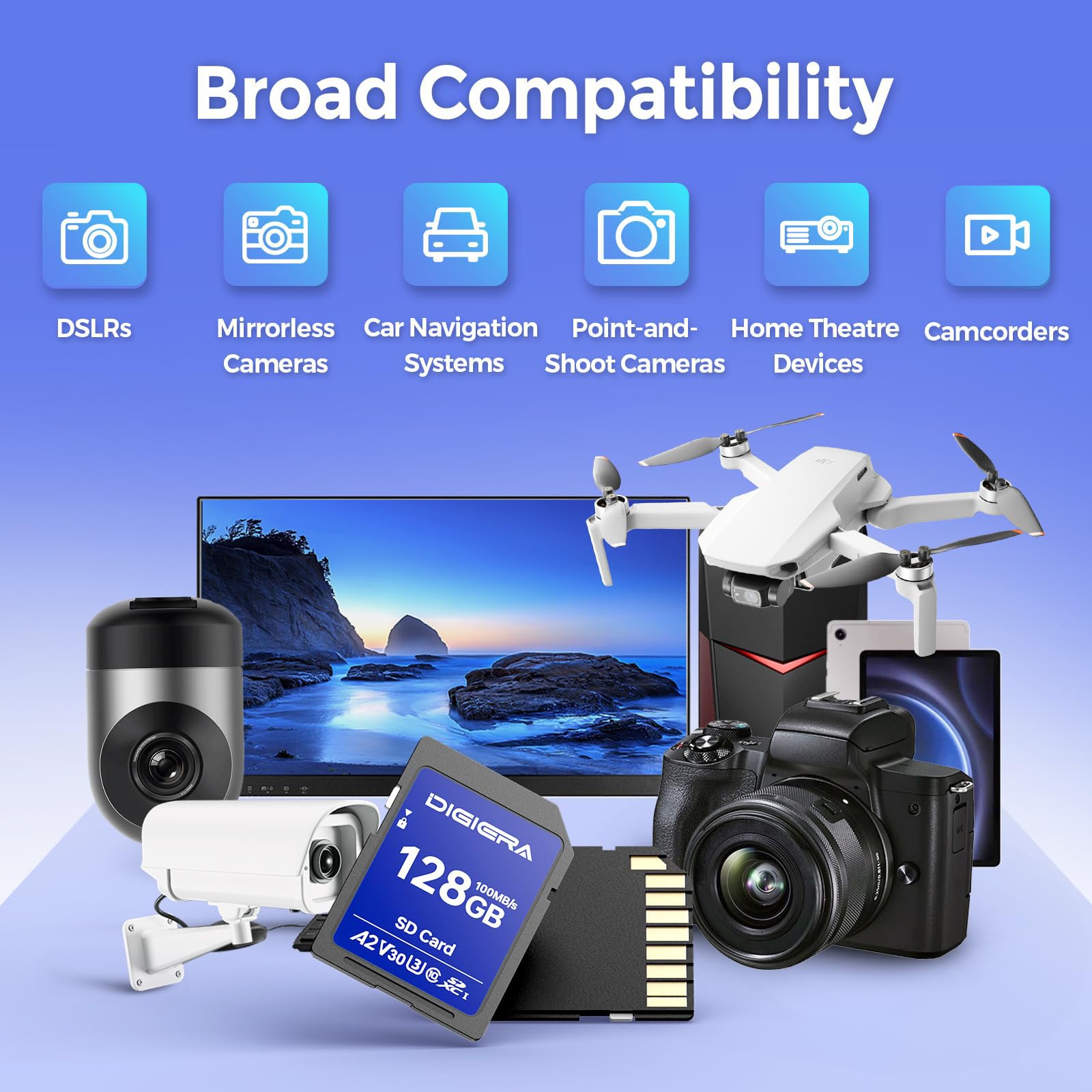 128 GB Tarjeta de Memoria SDXC UHS-I CS100 - hasta 100 MB/s, C10, U3, V30, 4K UHD, para Ordenadores, Cámaras Digitales, Dispositivos de Home Theatre y Sistemas de Navegación para Coche (Pack de 2)