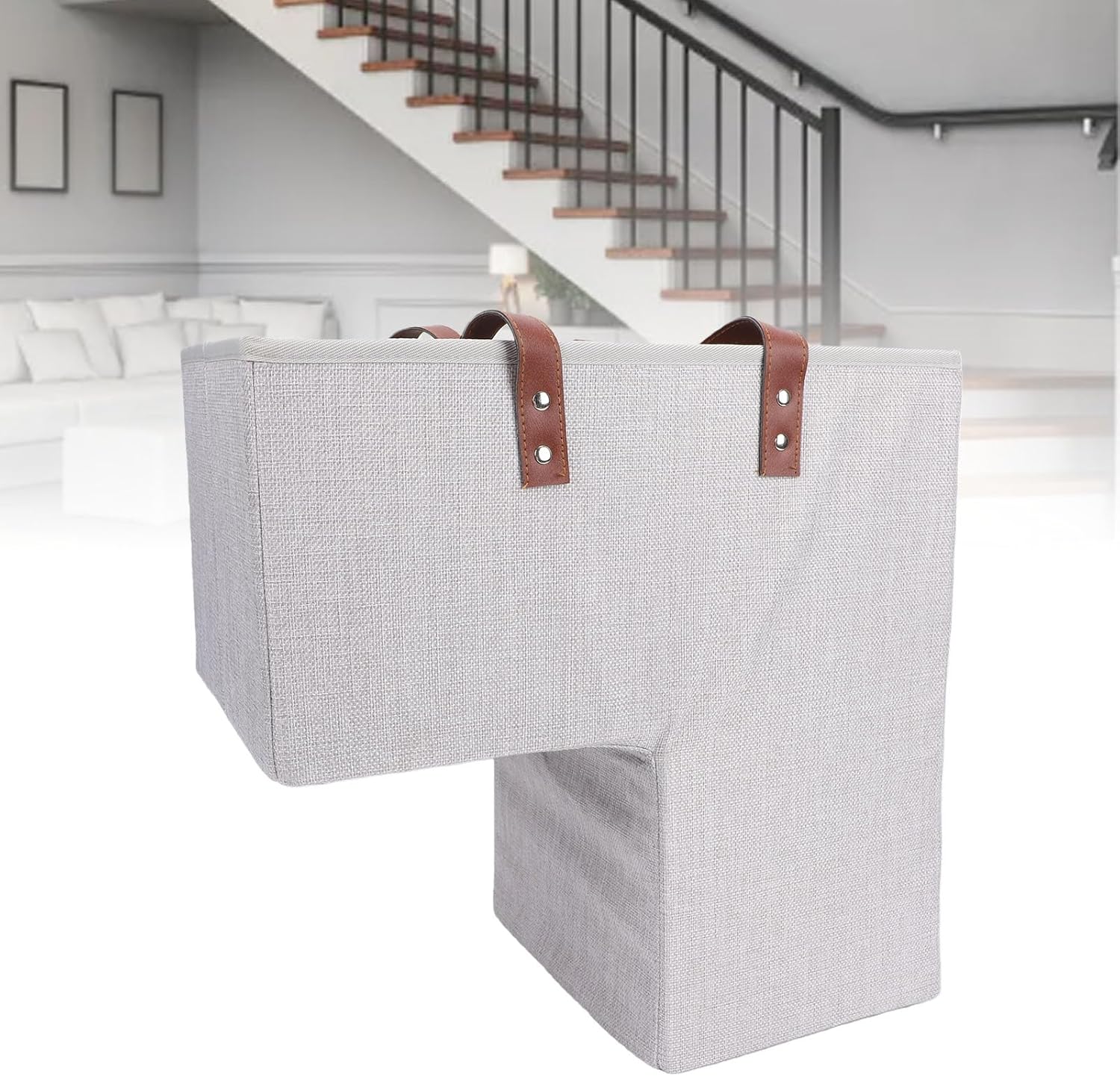 Pomya Stair Basket for Stairs with Handles, Canvas Storage Organizer for Toys, Clothes, Books, Tools & Magazines, Step Stairs Storage Basket