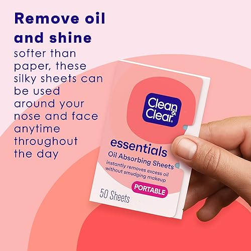Miniatura 2 de Clean & Clear Hojas faciales absorbentes de aceite, papeles secantes portátiles para cara y nariz, hojas secantes para piel grasa para eliminar
