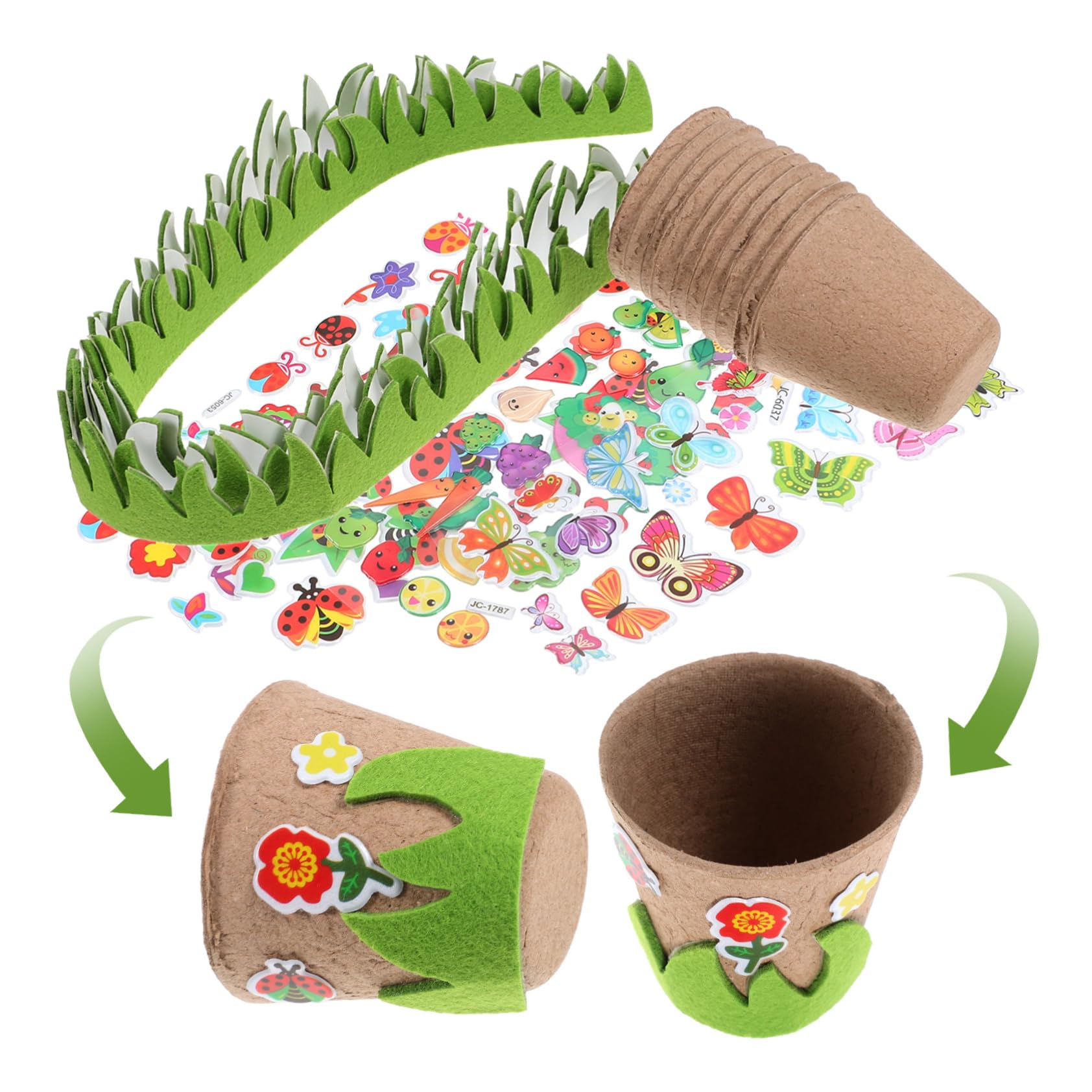 UPKOCH 4sätze Pflanztöpfe Mit Aufkleber Umweltfreundliche Pulp-töpfe Für Garten Und Blumen Bastelset Für Kreative Projekte Und