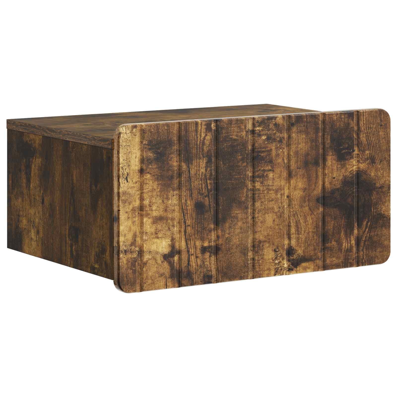 Nachttisch, Wandmontage, 2 Stück, Eiche, 49 x 34,5 x 24 cm | Holzwerkstoff, Aufbewahrungsschublade, modernes Vintage-Design, einfache Pflege mit feuchtem Tuch