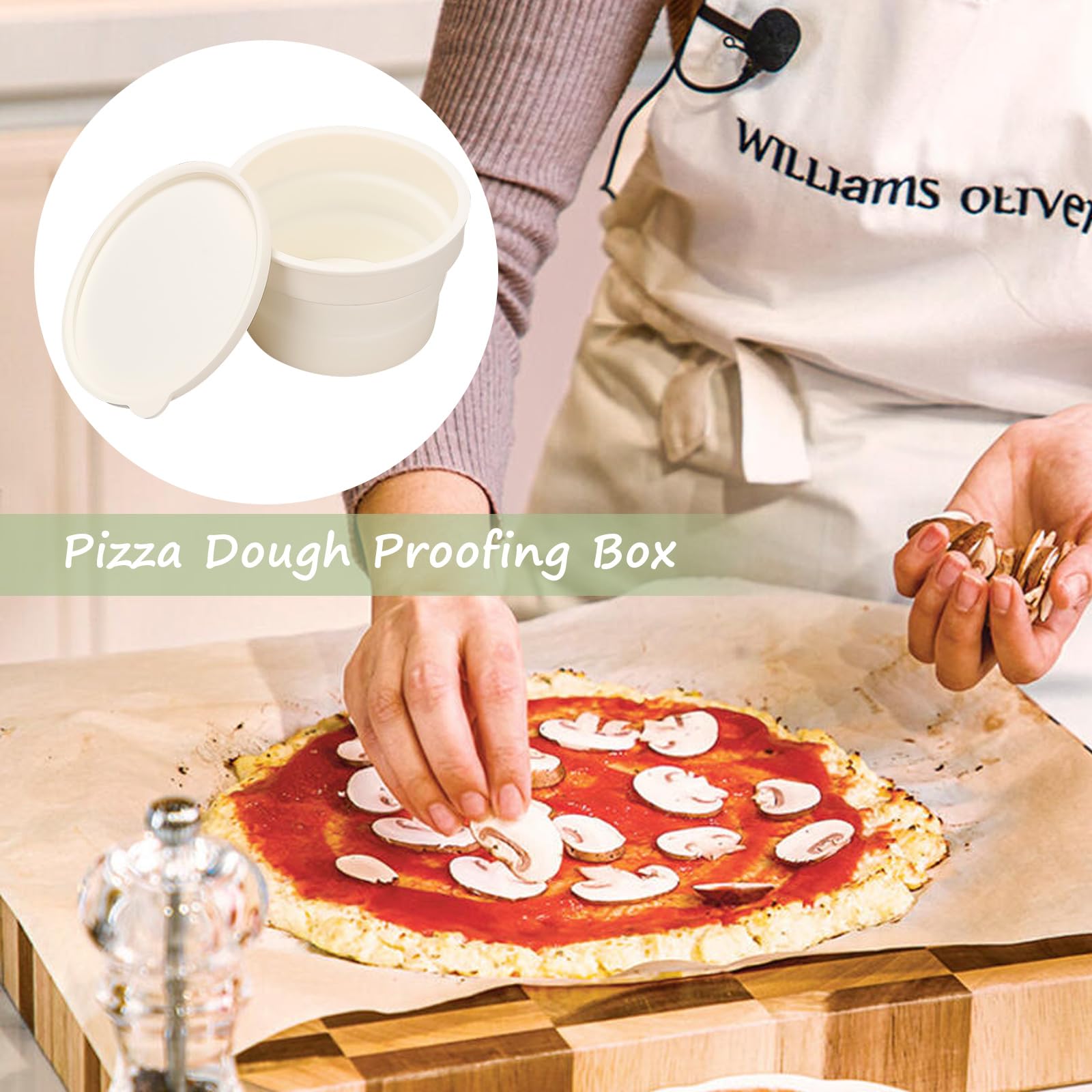 4er Set Pizzaballenbox mit Deckel,Faltbare Gärbox Teigbox Rund,Antihaft Silikon Pizzateig Box Pizzabox,Pizza Teigballenbox für Mikrowellen, Gefrier und Spühlmaschinengeeignet,für 250-300g Teigling