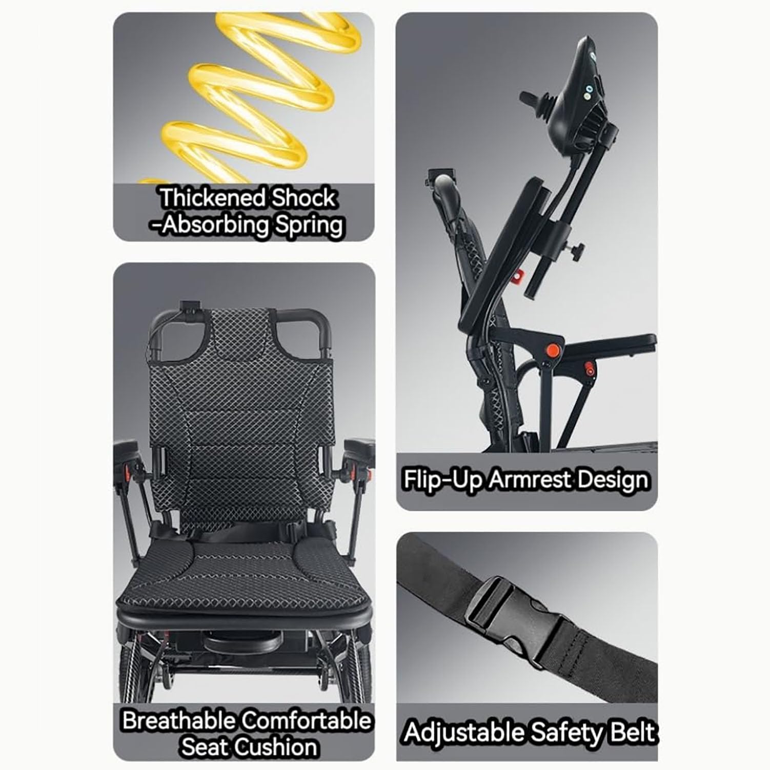 Silla De Ruedas Eléctrica Inteligente De 3 Controles, Scooter Portátil Totalmente Automático De 360 ​​W Para Personas Mayores Con Controlador Inteligente Wanxiang Y Cinturón De Seguridad Ajustable
