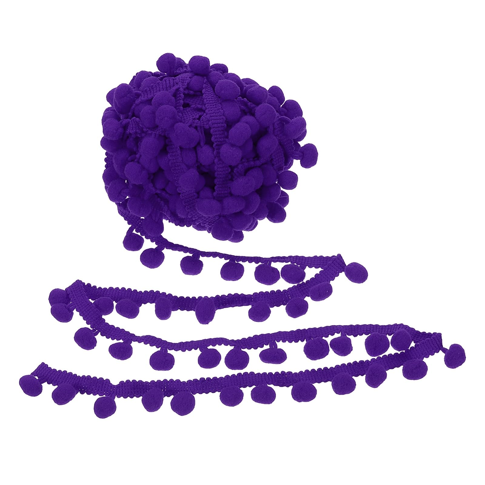 PATIKIL 10 Yard x 1 Inch Pom Pom Ball Fringe Trim, 1 Roll Embroidered Pompoms Trim Ribbon Mini Ball Tassel Lace Accessory for Sewing DIY Crafts Home Curtain Decoration, Dark Purple