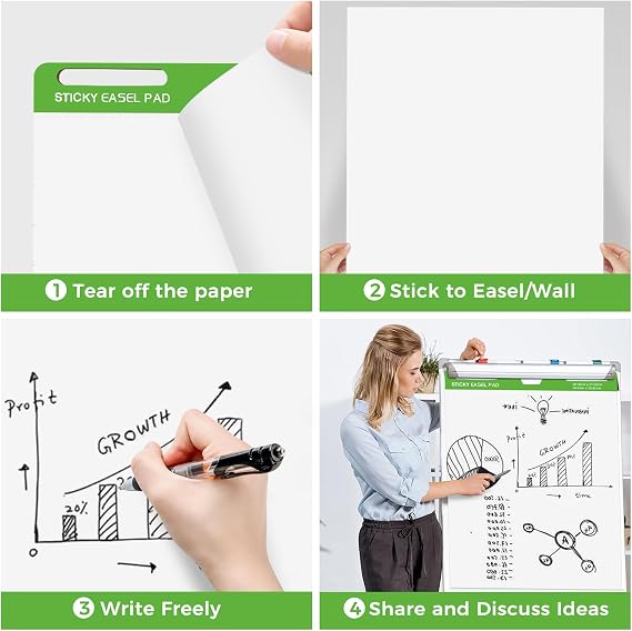 Sticky Easel Pads, 3 Pack Anchor Chart Paper for Teachers, Self Stick Flip Chart Paper with Sticky Back for Classroom, Office, 30 Sheets/Pad (20x23inches)
