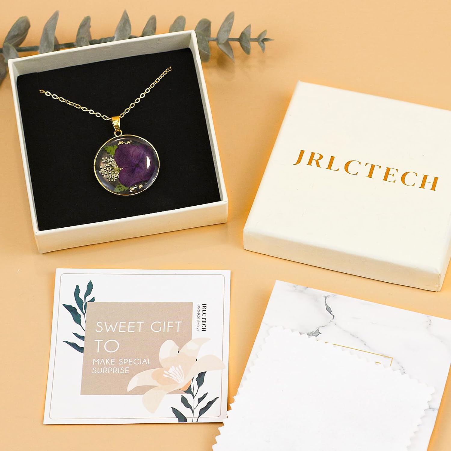 Birth Flower Necklaces for Women, Birth Month Carnation Pressed Flower Necklace, Handmade Resin Flower Pendant, Personalized Jewelry for Women Birthday Gift 18'' - Image 6